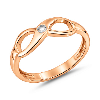 Фото Золота каблучка "Нескінченність» з фіанітом (арт. 140754)