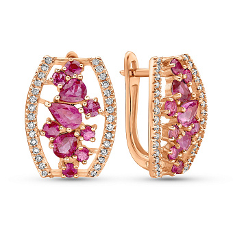 Фото Сережки з червоного золота з рубіном і діамантами (арт. 2191377201р)