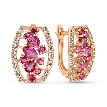 Сережки з червоного золота з рубіном і діамантами (арт. 2191377201р)