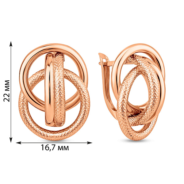 Серьги из красного золота с алмазной гранью (арт. 1092144) – изображение 5