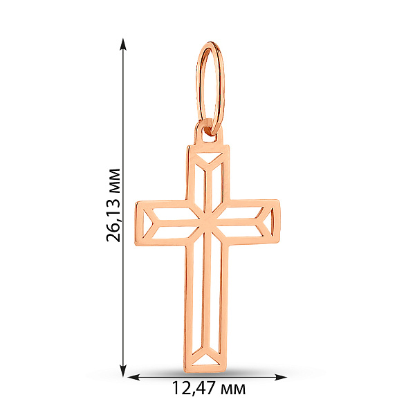 Крестик из красного золота без камней (арт. 440871) – изображение 2