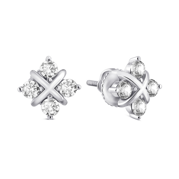 Серебряные пусеты с фианитами (арт. 7518/7253) – изображение 1
