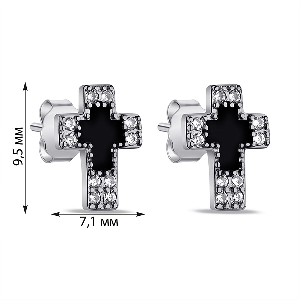 Серьги из серебра с эмалью и фианитами (арт. 7518/6744еч) – изображение 2