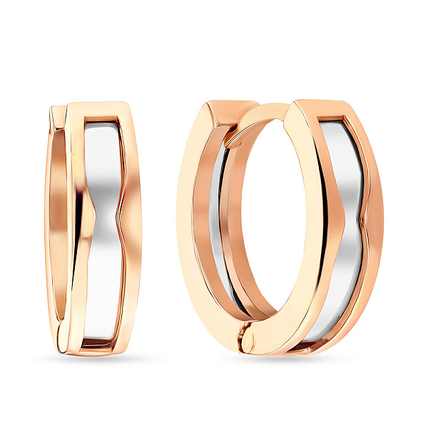 Серьги кольца из красного и белого золота (арт. 103695/15кб) – изображение 1