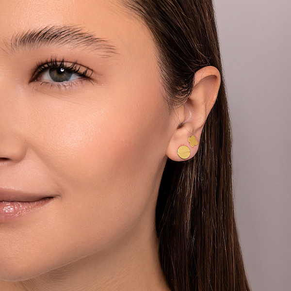 Одиночная серьга Клевер из желтого золота (арт. 105047жЯ) – изображение 3