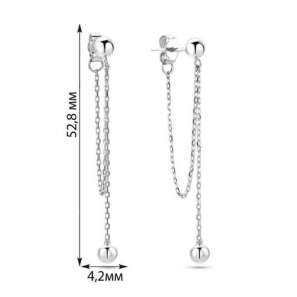 Серьги Fly из белого золота с шариками (арт. 109803/1б) – изображение 8