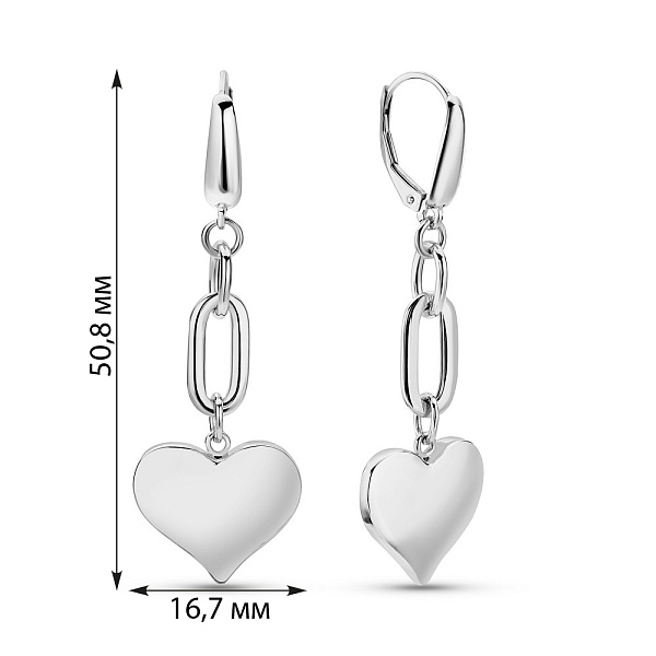Сережки з білого золота Сердечка (арт. 1091581б) – зображення 5
