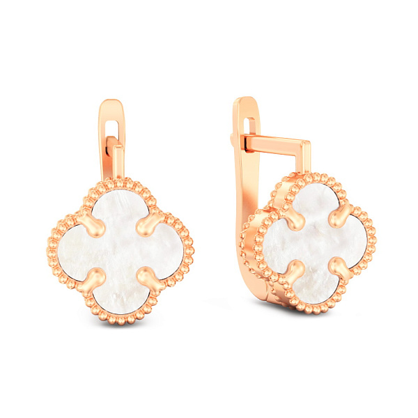 Золотые серьги с перламутром (арт. 110715/8п) – изображение 1