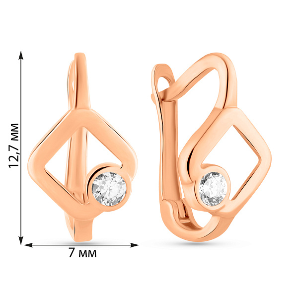 Серьги из красного золота с фианитами (арт. 1091299) – изображение 3