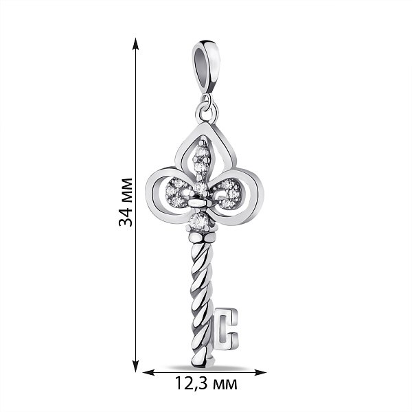 Срібний кулон Ключ з фіанітами (арт. 7503/П2Ф/1077) – зображення 2