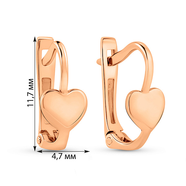 Серьги для детей из красного золота Сердце (арт. 2005522101) – изображение 2