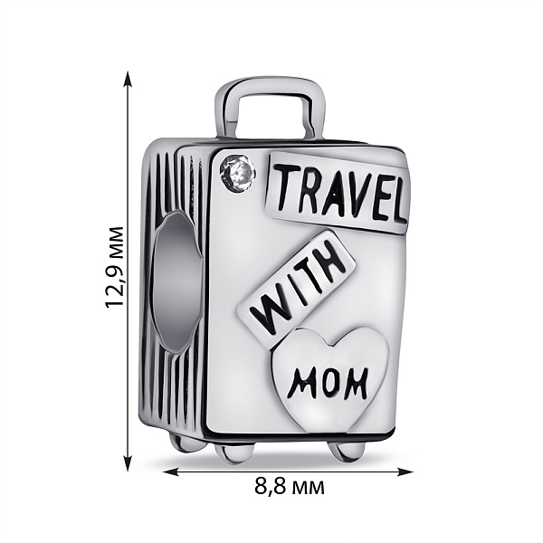 Срібний шарм Travel з фіанітом (арт. 7903/4285) – зображення 2
