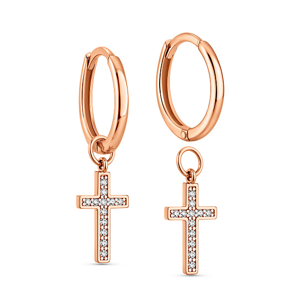 Серьги Крестики из золота с фианитами (арт. 110013) – изображение 1