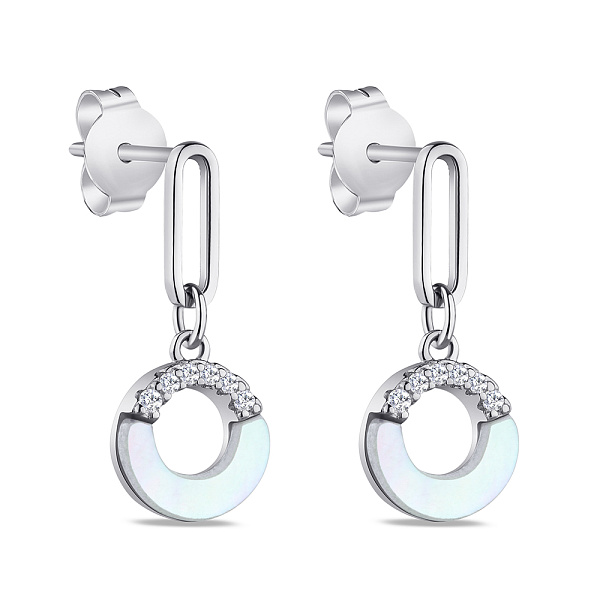 Серьги-подвески из серебра с перламутром (арт. 7518/6182п) – изображение 1