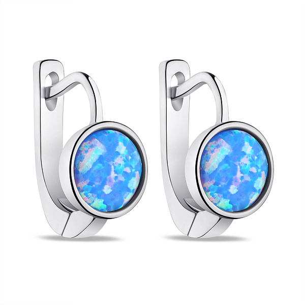 Серебряные серьги с голубым опалом (арт. 7502/3814Пог) – изображение 1