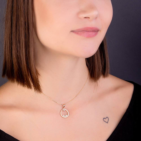 Золотой кулон с фианитами (арт. 424714) – изображение 3