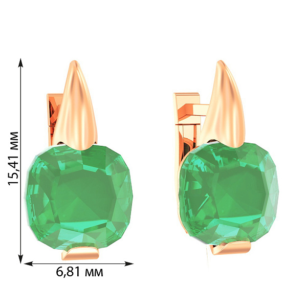 Сережки из красного золота с хризопразом (арт. 110257Пх) – изображение 2