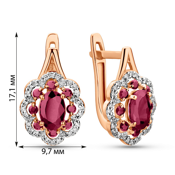 Сережки золоті з рубіном і діамантами (арт. С011088р) – зображення 4
