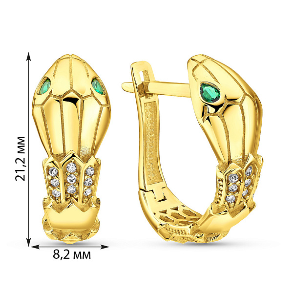 Золоті сережки Змія з фіанітами (арт. 1091090жз) – зображення 6