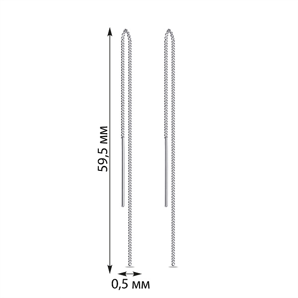 Серебряные серьги-протяжки без камней (арт. 7502/С2/260) – изображение 2