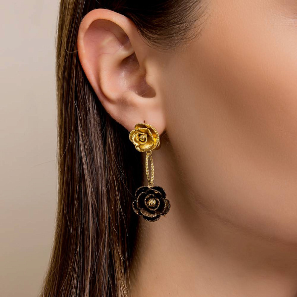 Золотые серьги Francelli Цветы (арт. 1091326жкр) – изображение 3