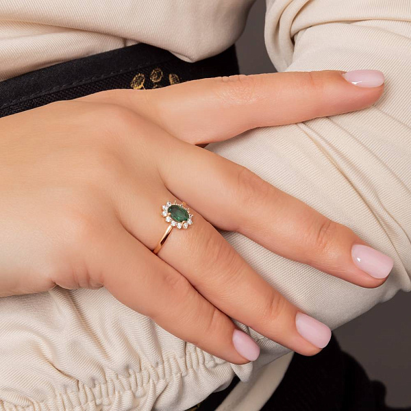 Золота каблучка з кварцом і фіанітами (арт. 141250Пз) – зображення 2