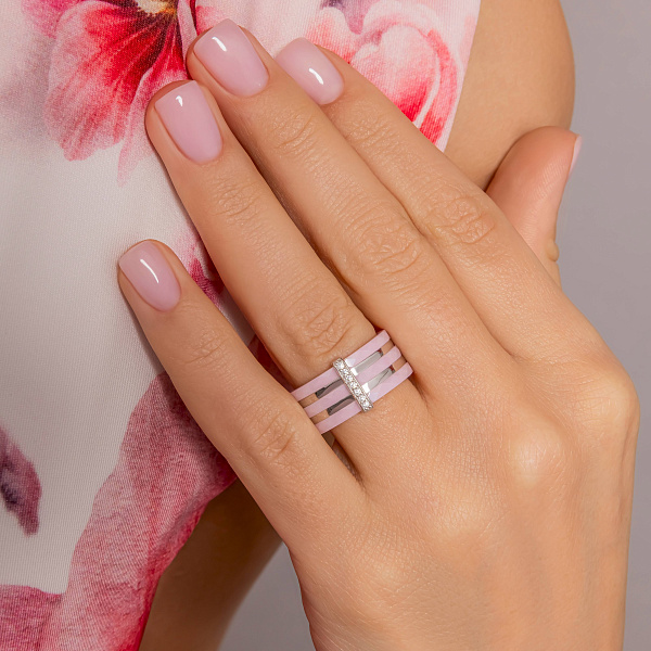 Каблучка зі срібла та кераміки (арт. 7501/2070047кмр) – зображення 2