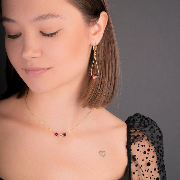 Золотые серьги-подвески Francelli (арт. 1091240жфмлн) – изображение 3