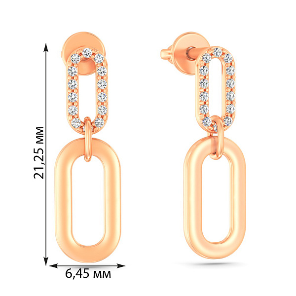 Серьги из красного золота с фианитами (арт. 110718) – изображение 5