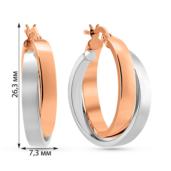 Сережки-кільця з червоного та білого золота (арт. 105731/20кб) – зображення 5