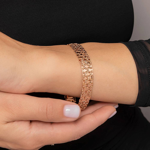 Широкий браслет из красного золота (арт. 322337) – изображение 2