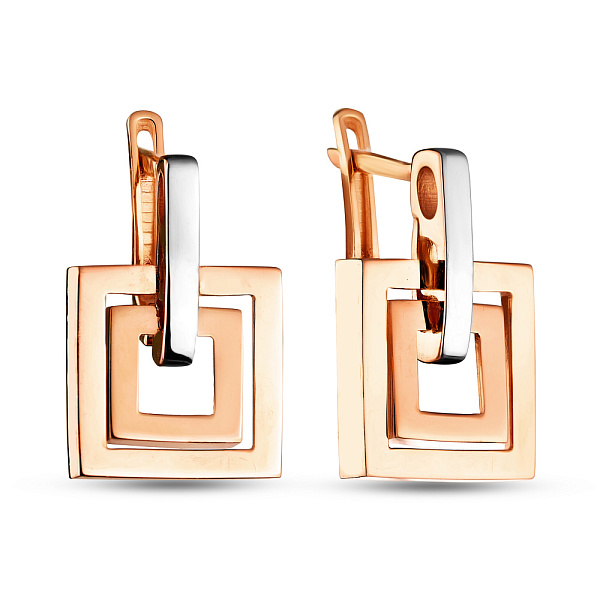 Золотые сережки в комбинированном цвете металла (арт. 105829кб) – изображение 1