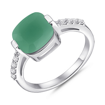 Серебряное кольцо с изумрудом и фианитом (арт. 7501/2193869Изм)