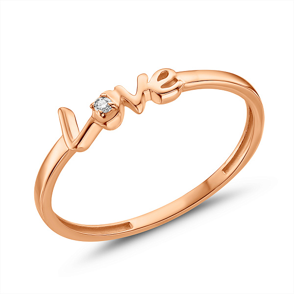 Каблучка Love з золота з одним діамантом (арт. К011344) – зображення 1
