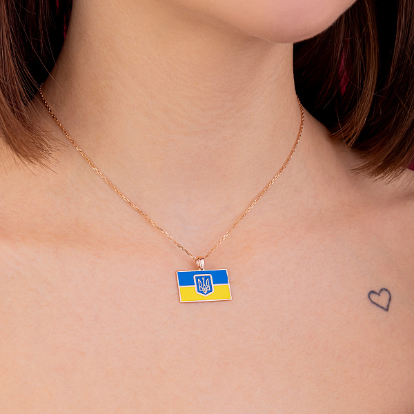 Патриотический золотой подвес Флаг Украины и Трезубец (арт. 424827есж) – изображение 2