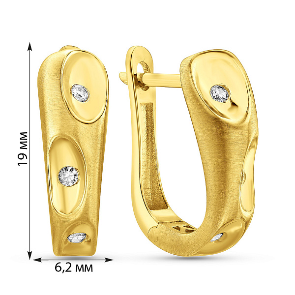 Сережки з жовтого золота з фіанітами (арт. 1091127жм) – зображення 4