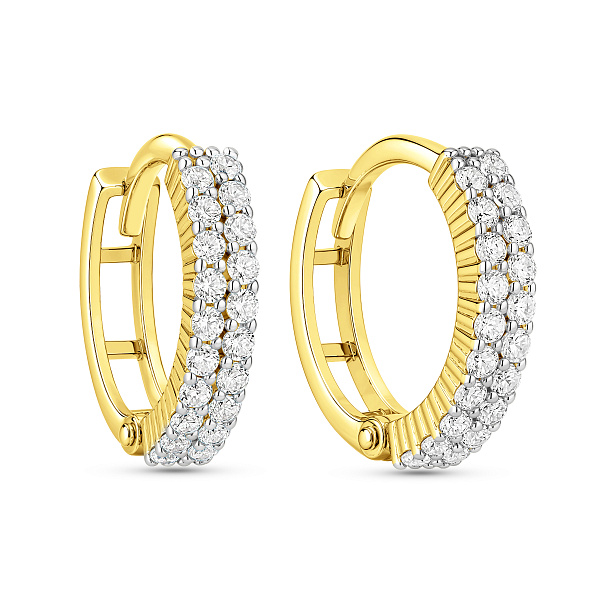 Серьги-кольца из желтого золота с фианитами (арт. 110192ж) – изображение 1