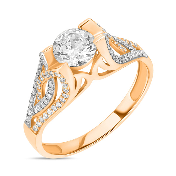 Каблучка з червоного золота з фіанітами (арт. 152468) – зображення 1