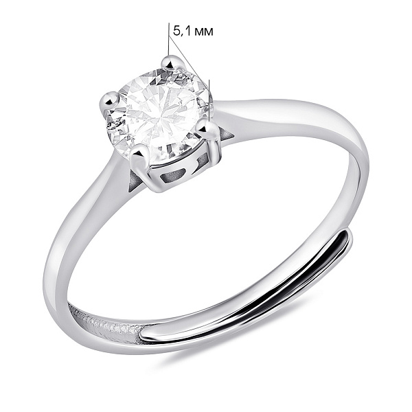 Серебряное кольцо с одним фианитом (арт. 7501/8077) – изображение 2