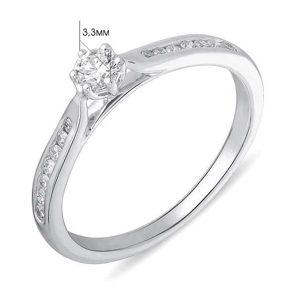 Каблучка з білого золота з діамантами (арт. К341213020б) – зображення 2