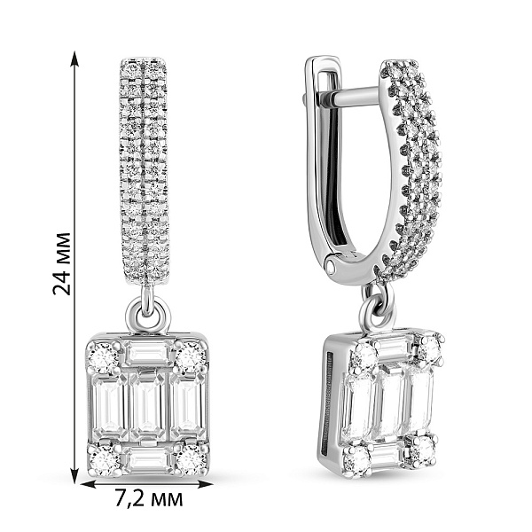 Серьги из белого золота с бриллиантами (арт. С011301100б) – изображение 3
