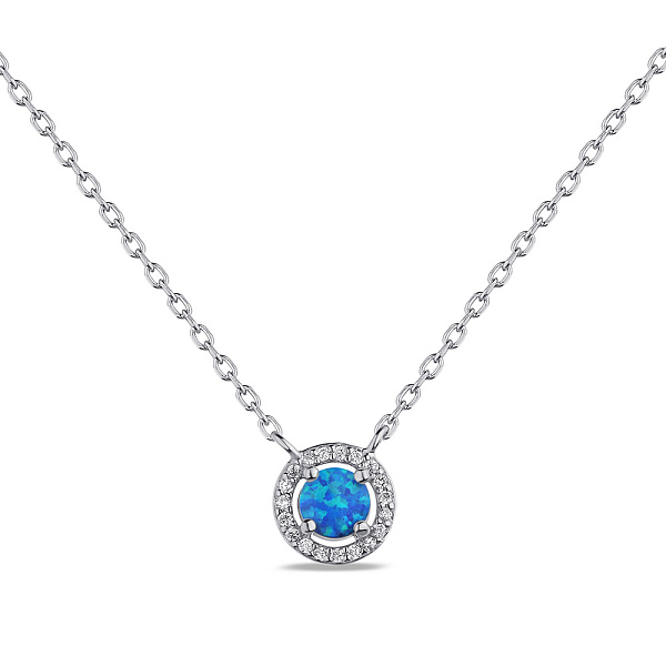 Срібне кольє з синім опалом і фіанітами (арт. 7507/2239Пос) – зображення 1