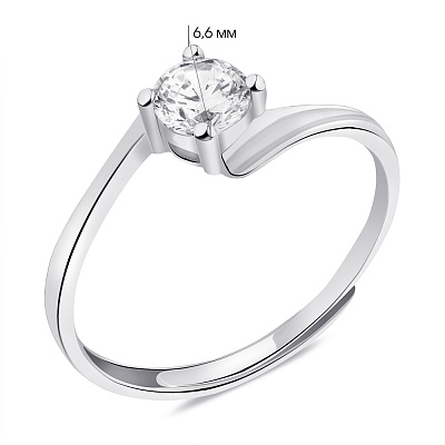 Безразмерное серебряное кольцо с фианитом (арт. 7501/6252)