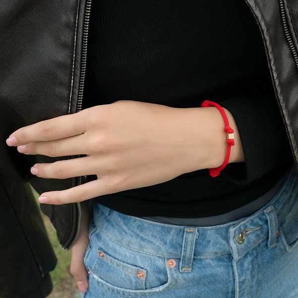 Браслет на нитці з золотою вставкою (арт. 340068к) – зображення 3