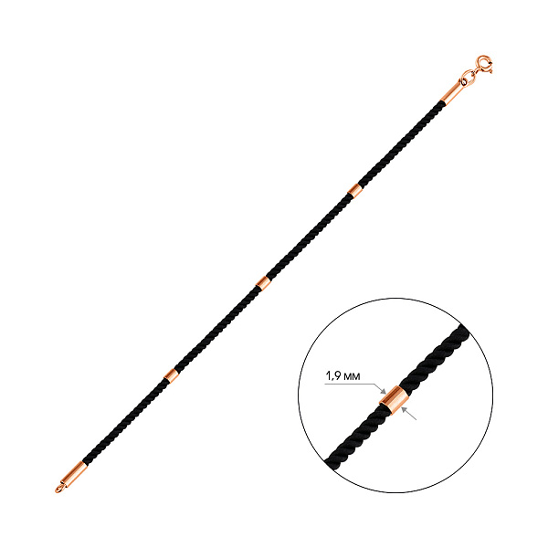 Браслет з шовкової нитки з золотими вставками (арт. 340144ч) – зображення 4