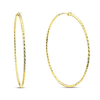 Сережки-кільця з жовтого золота з алмазною гранню (арт. 1091730/40ж)