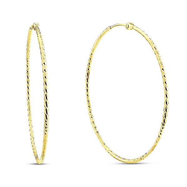 Серьги-кольца из желтого золота с алмазной насечкой (арт. 1091730/40ж) – изображение 1