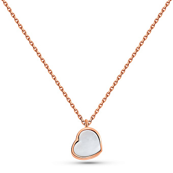 Фото Кольє з червоного золота Серце з перламутром (арт. 352598п)