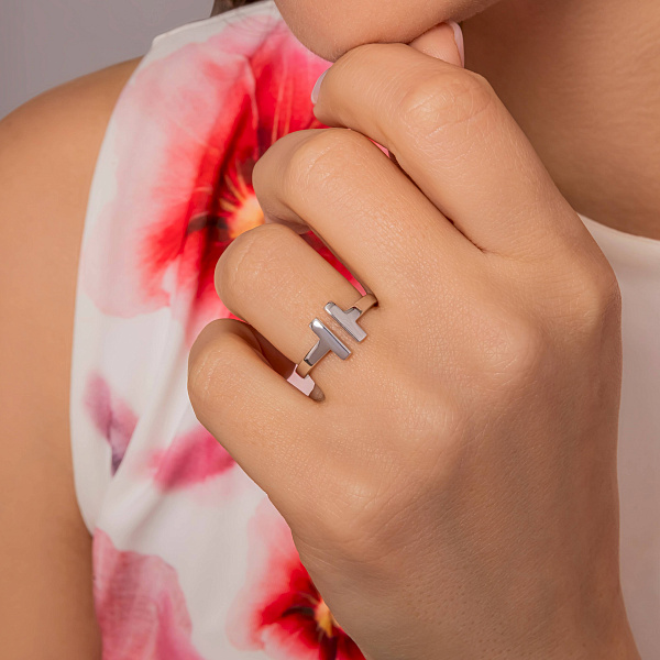 Золота каблучка в білому кольорі металу (арт. 154282б) – зображення 4