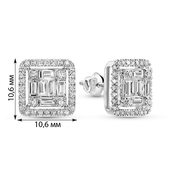 Серьги-пусеты из белого золота с бриллиантами  (арт. С341456100б) – изображение 6